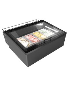 NordCap Auftisch-Eisvitrine MINI CREAM 4V LED GRAU